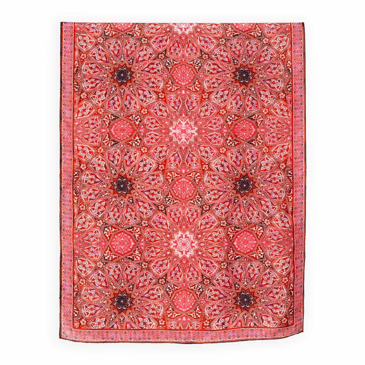 Pañuelo grande de seda rojo para mujer con estampado de inspiración Turca