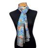 Pashmina Silk Scarf with blue print featuring Moorish Tiles art