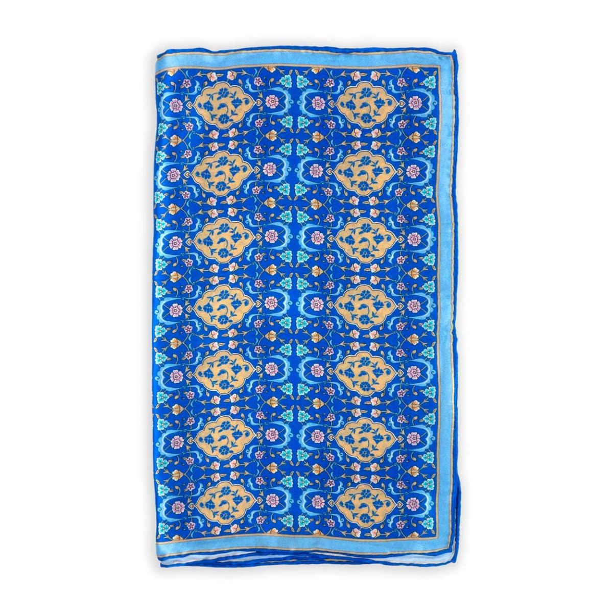 Blue silk scarf with ottoman print