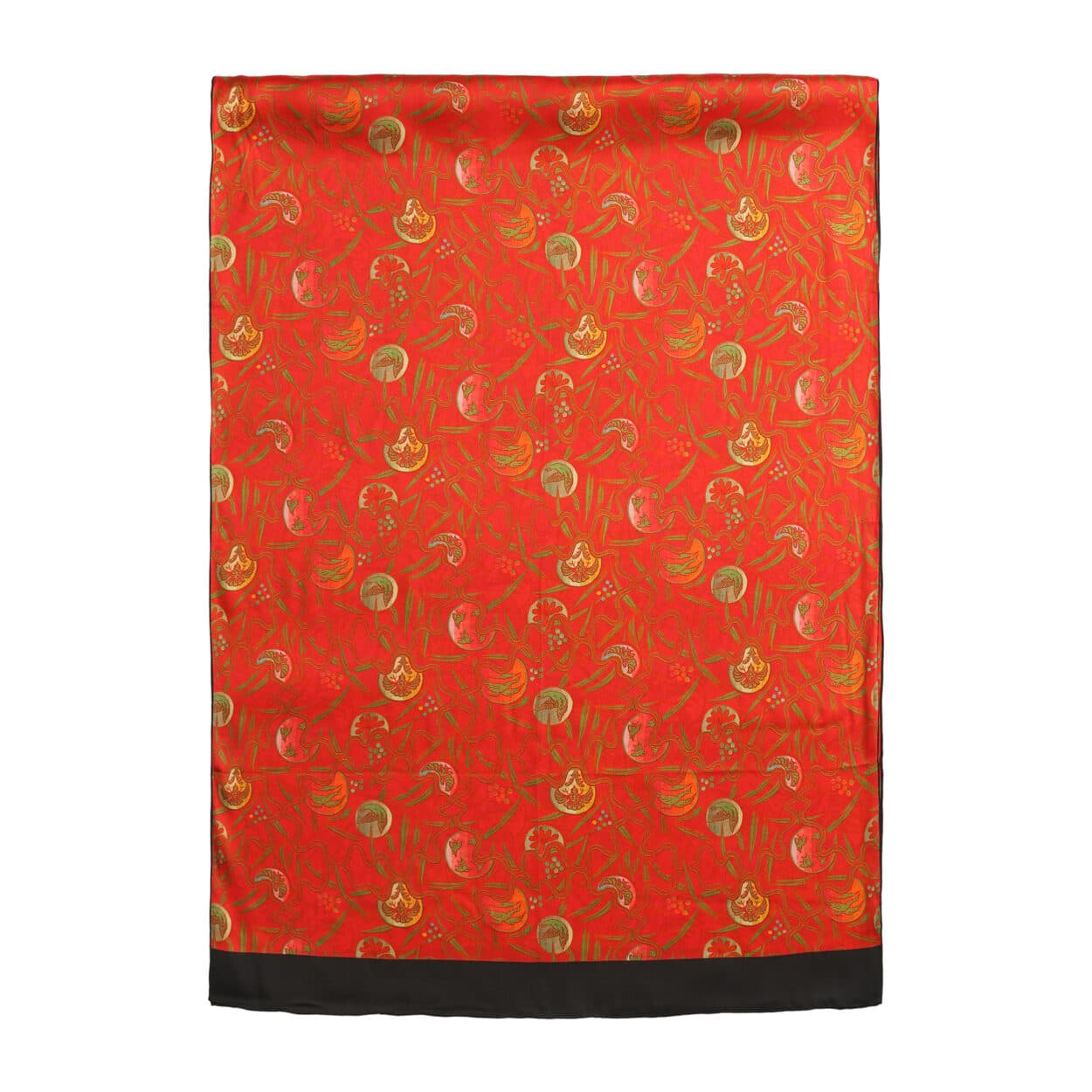 Pañuelo con estampado japonés rojo y negro