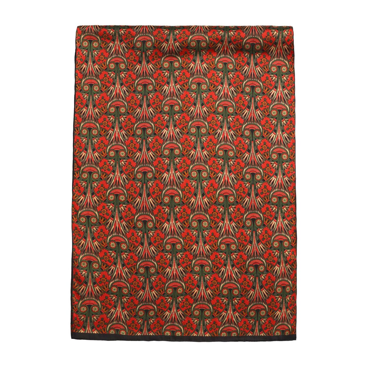 Pañuelo de seda con estampado étnico rojo y negro