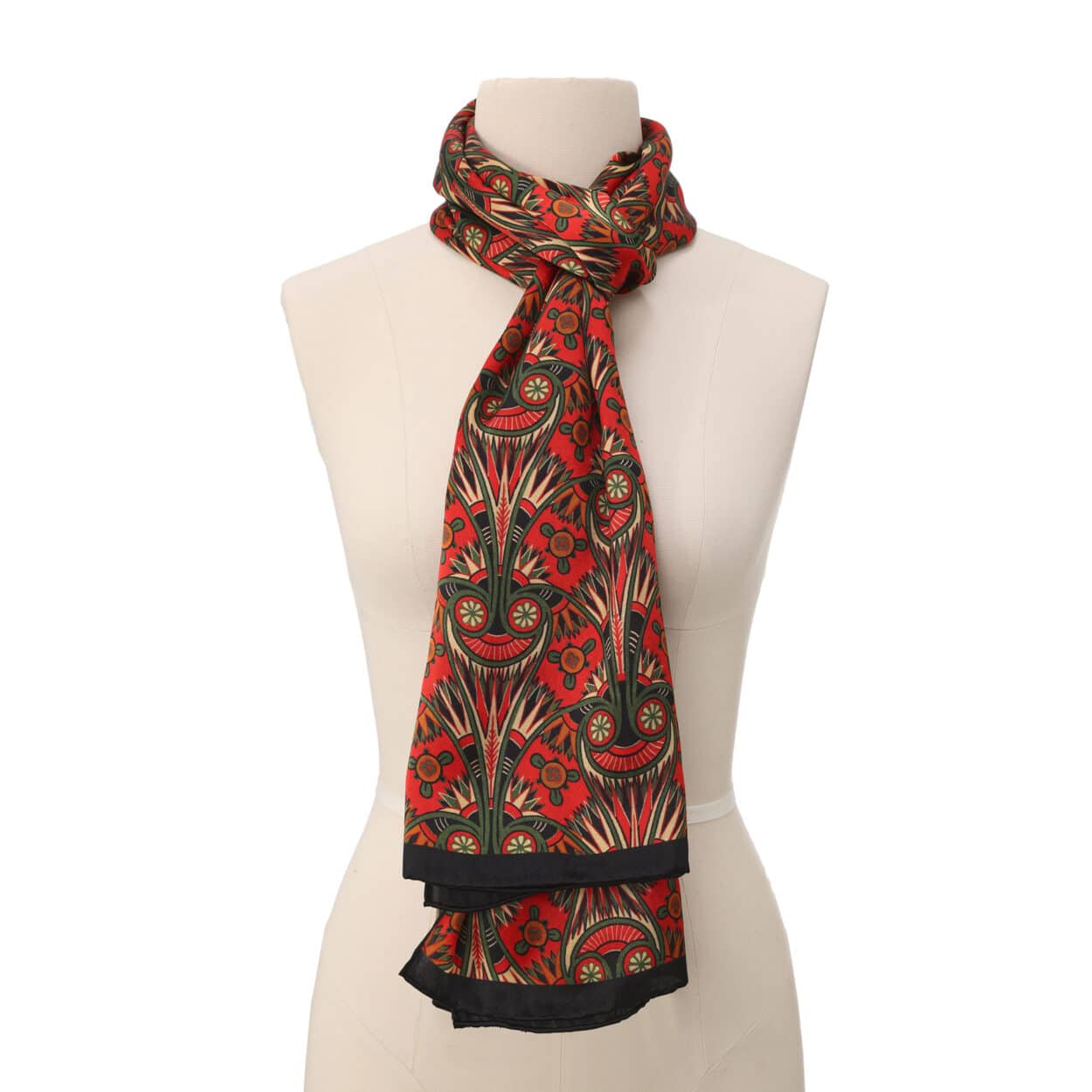 Pañuelo con estampado étnico rojo y negro