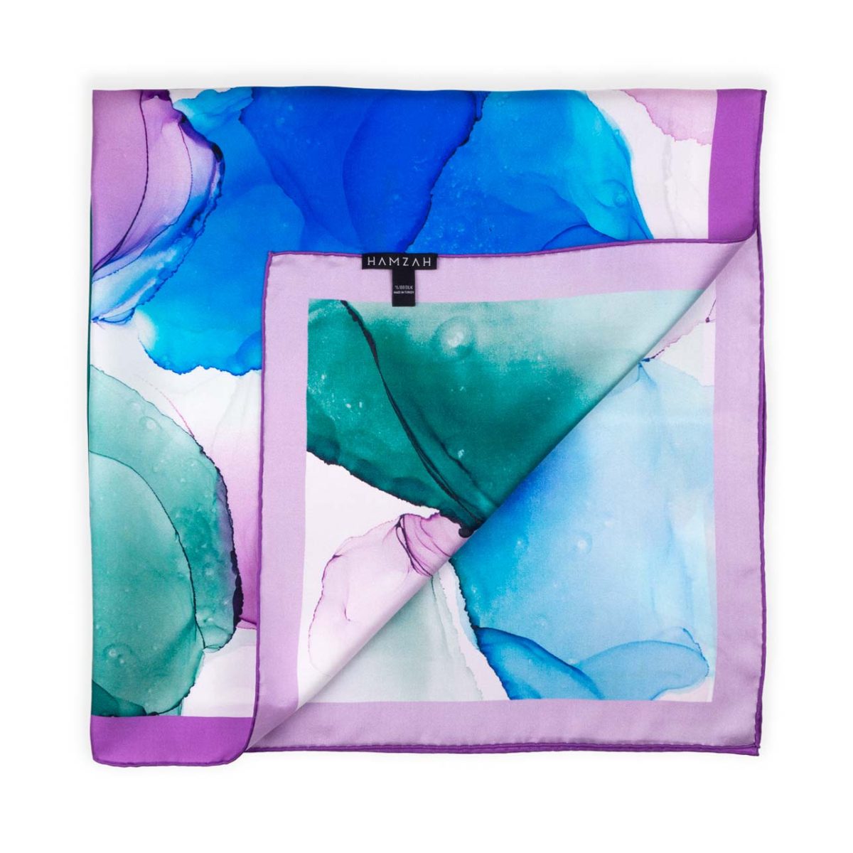Blue and purple scarf with Alcohol ink print