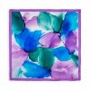 Big square scarf with purple, green and blue fluid art print