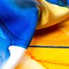 Detail of blue and yellow silk scarf