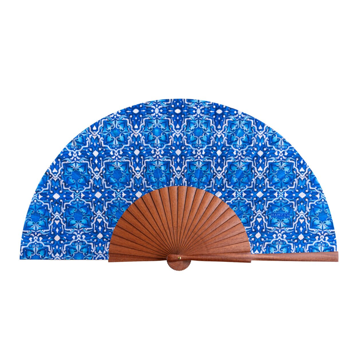 Abanico Seda Azul y Blanco Farah - Imagen 2
