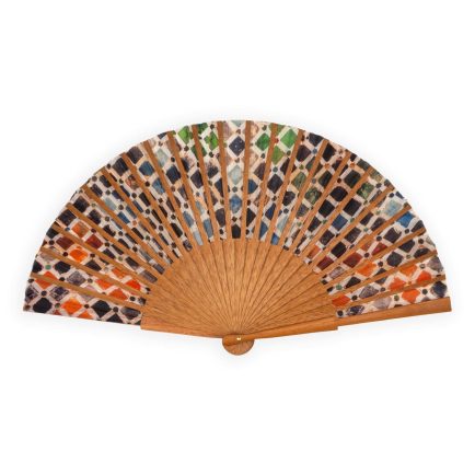 Colorful folding fan inspired by Andalusian mosaic tiles