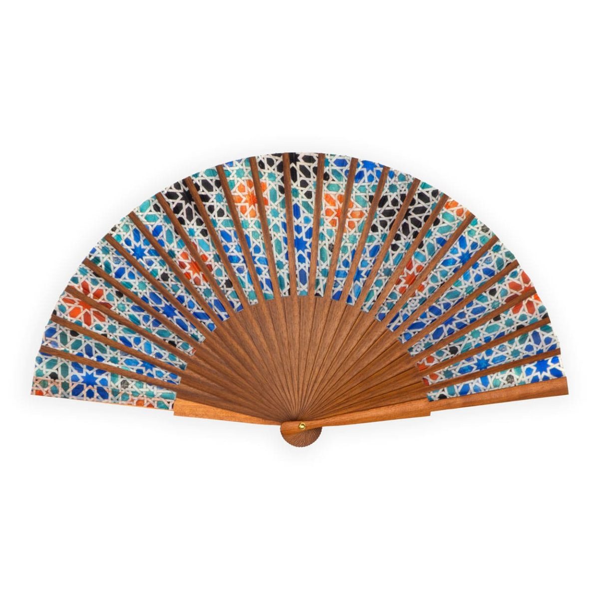 Islamic art inspired multicolor silk fan
