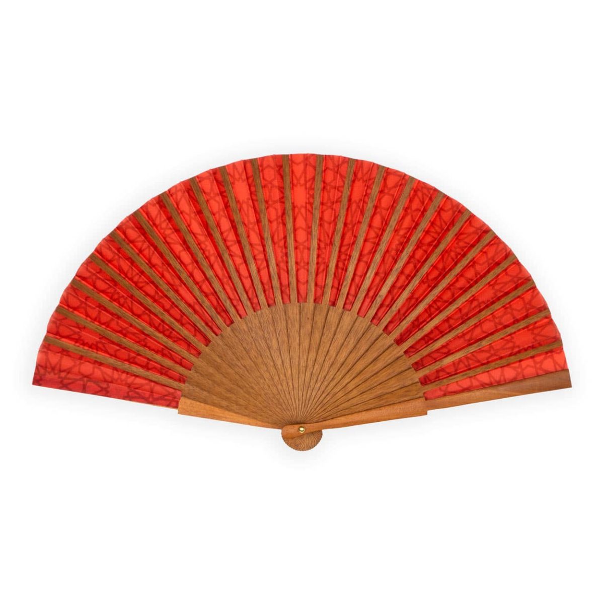 Wood and silk red hand fan inspired by Islamic Art
