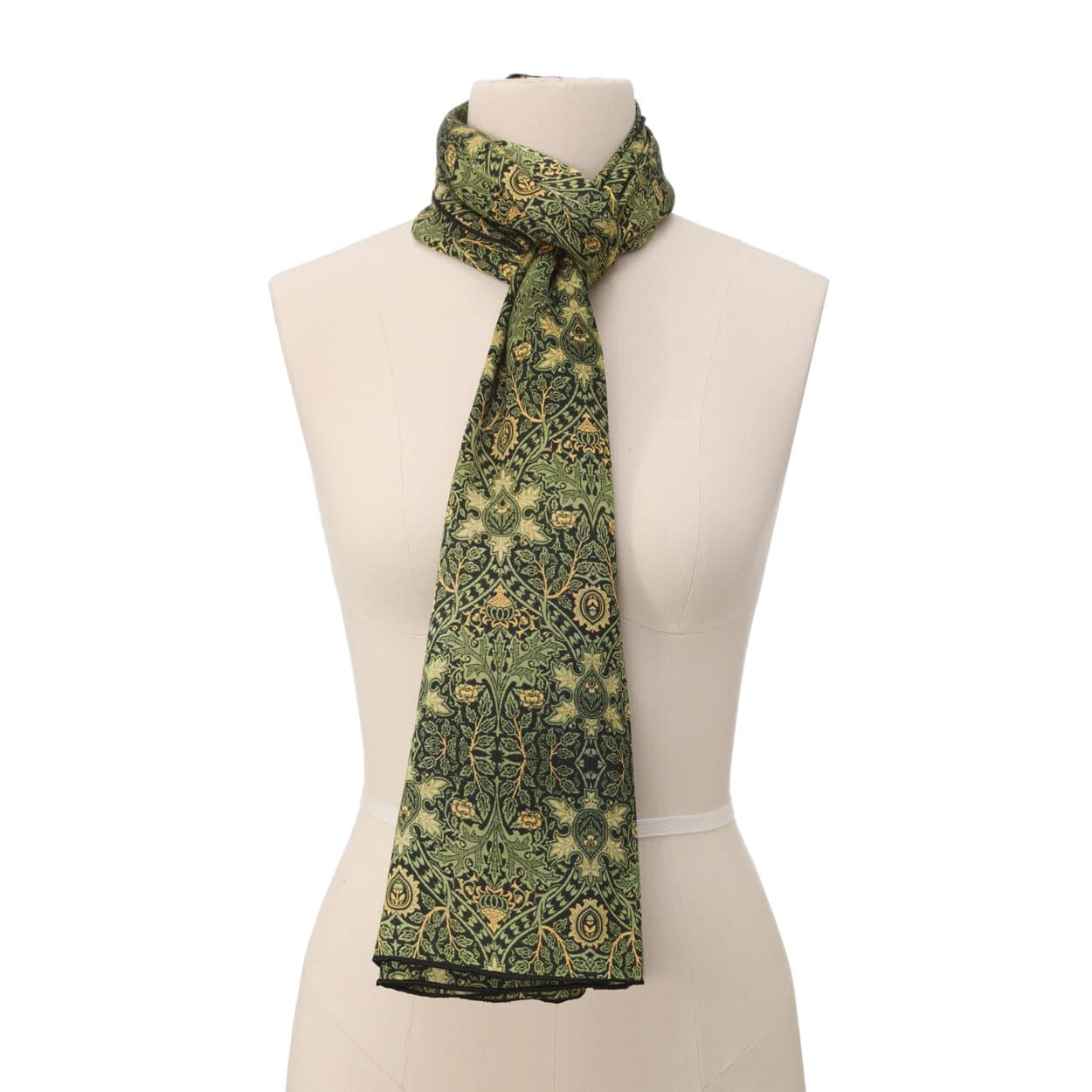 Fular de seda verde para hombre y mujer