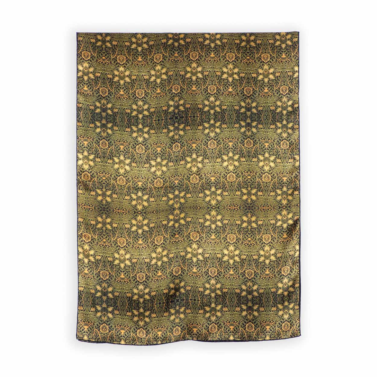 Large green scarf with Art Nouveau inspired floral print