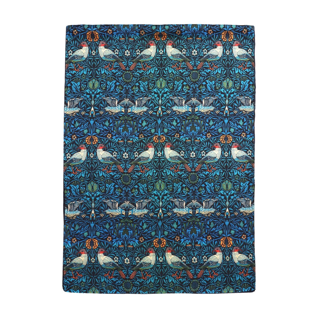 Pañuelo azul grande con pájaros y flores