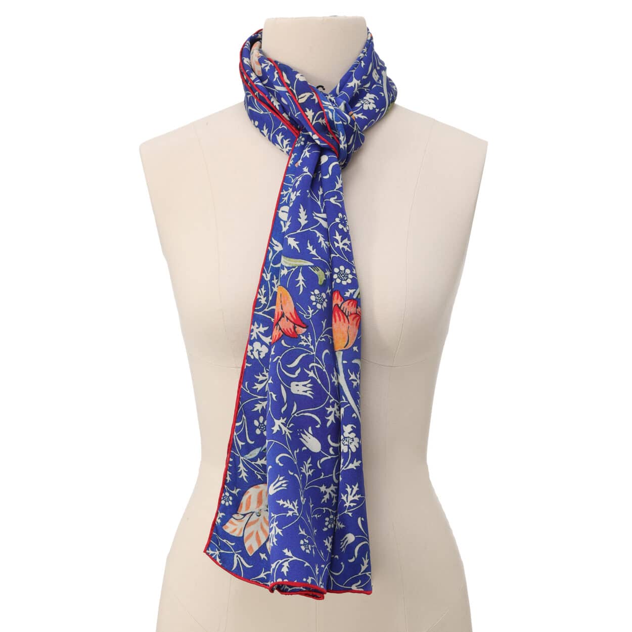 Pañuelo azul grande con estampado de flores
