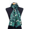 Green silk scarf with flowers