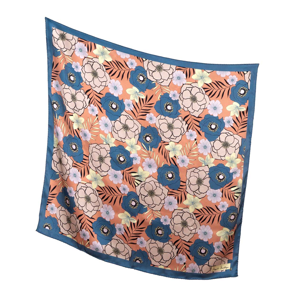 Large square flower print scarf for women