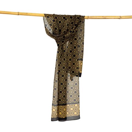 Large black and gold silk scarf