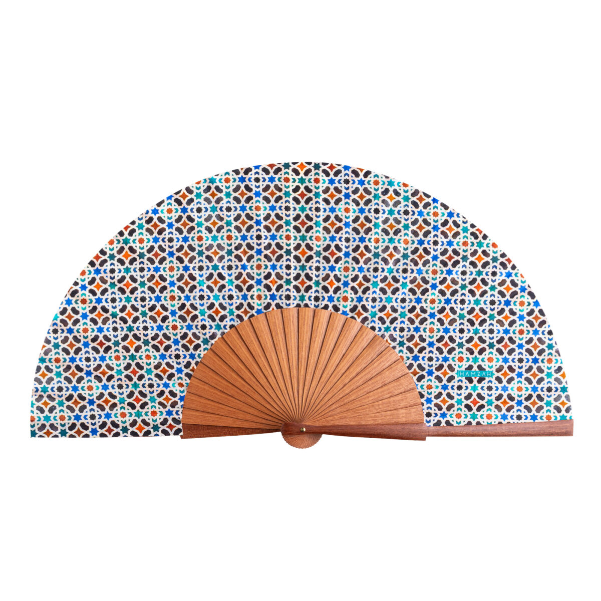 Alternative view of Abanico de Seda Estampado Multicolor Malaqa