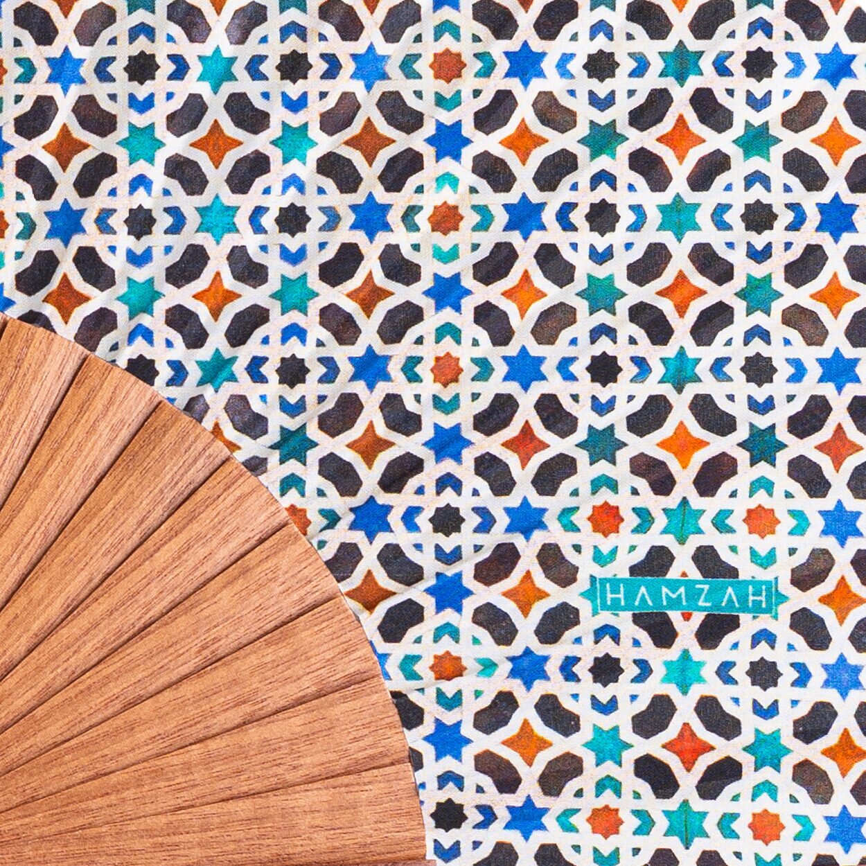Abanico de Seda Estampado Multicolor Malaqa - Imagen 4