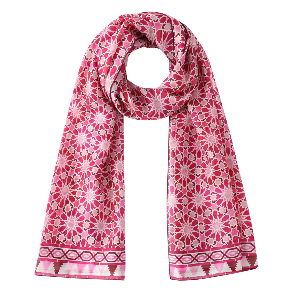 Pañuelo Rosa de Seda para el Cuello Zellige