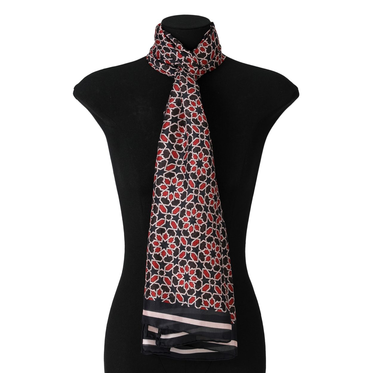 Navy blue and Red Silk Scarf Mirath - Image 2
