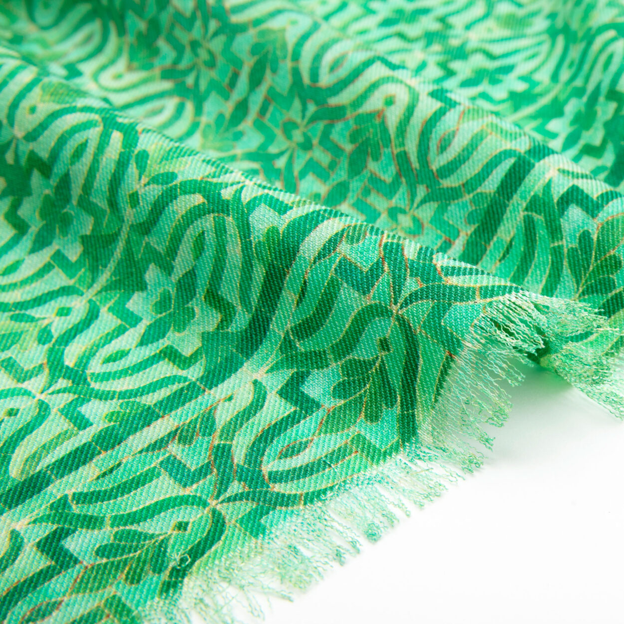Green Silk and Wool Scarf Ahdar - Image 4