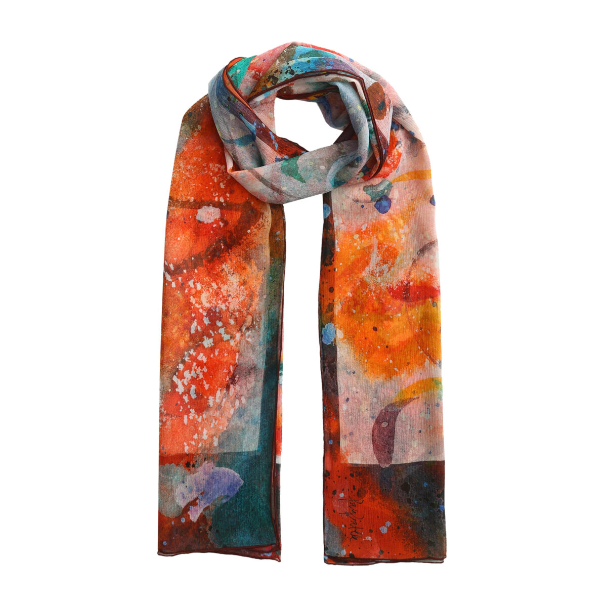 Red Printed Silk Scarf Cangrejos