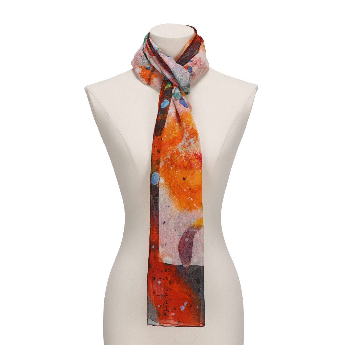 Alternative view of Red Printed Silk Scarf Cangrejos