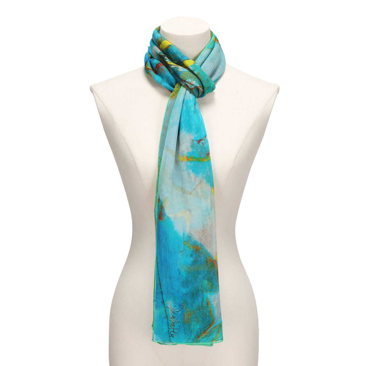 Alternative view of Silk Foulard with Green Print Óxido Marino