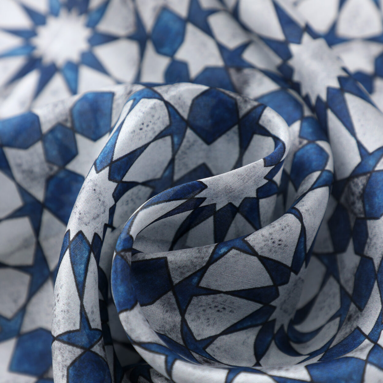 Fular Seda Azul y Gris Muqarnas V2 - Imagen 4