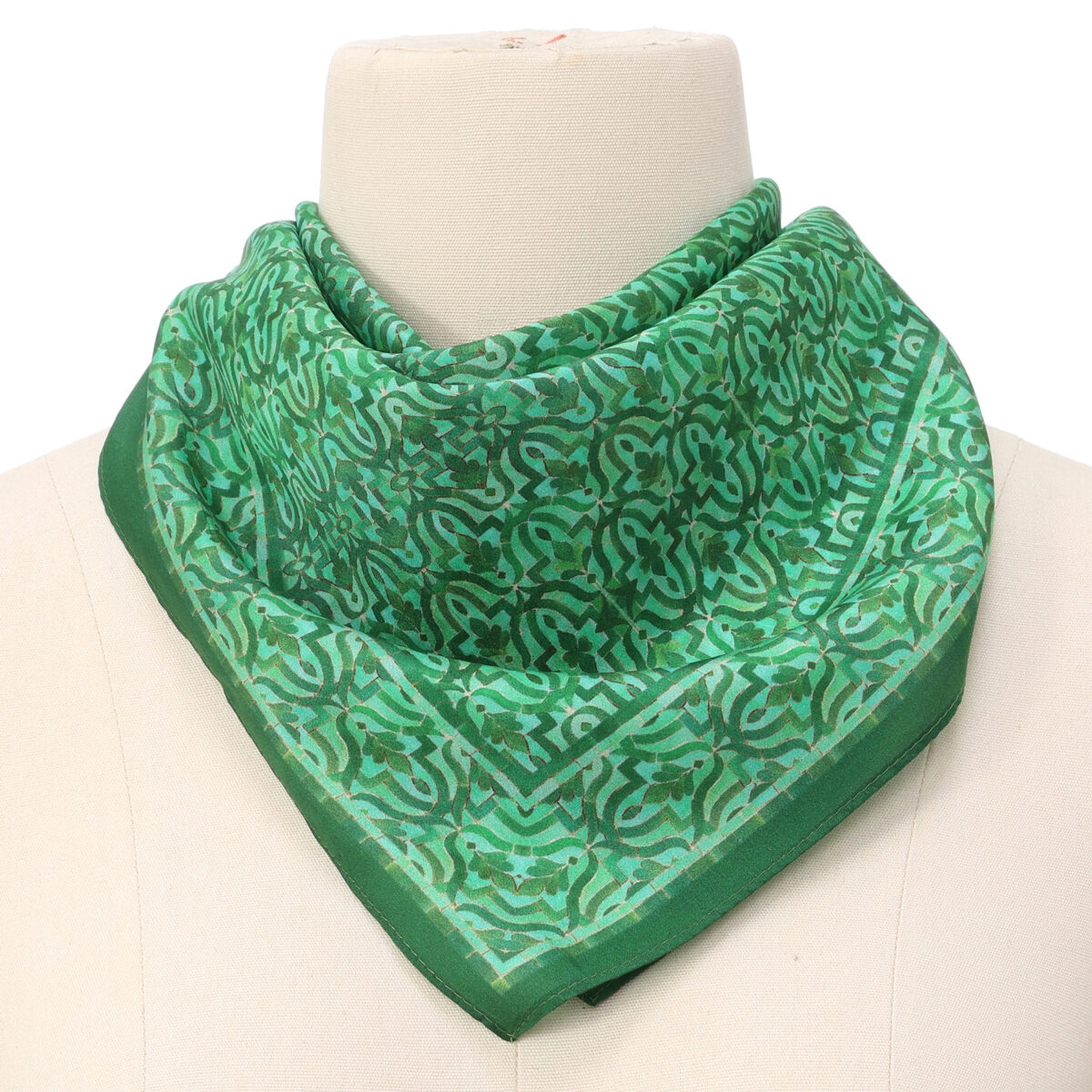 Pañuelo Cuadrado Seda Verde Fihri