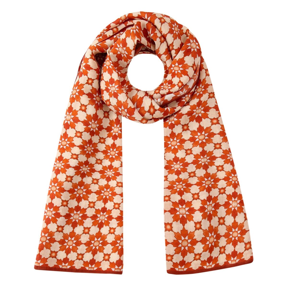 Pañuelo Naranja Estampado Geométrico