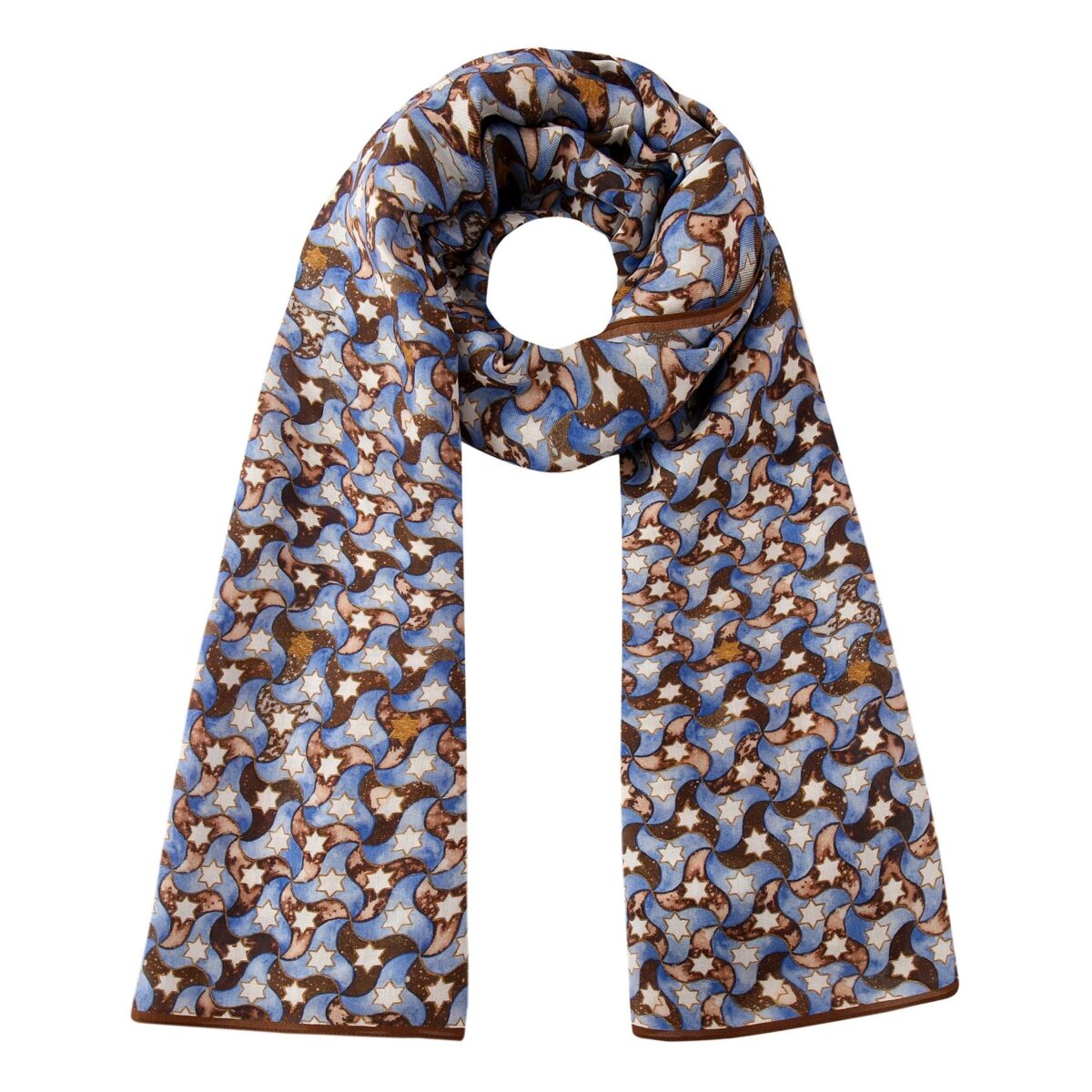 Pañuelo Marrón y Azul Pajaritas