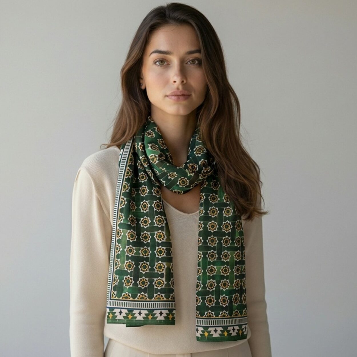 Pañuelo Estampado Verde Mosaicos Andaluces - detalle 2