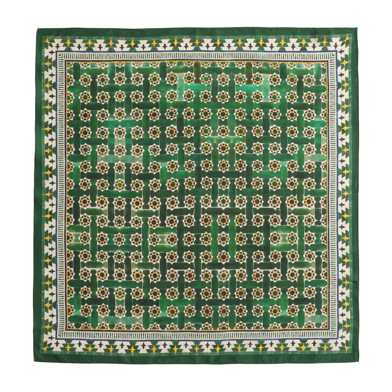 Green Square Silk Scarf Andalusí – detail 3
