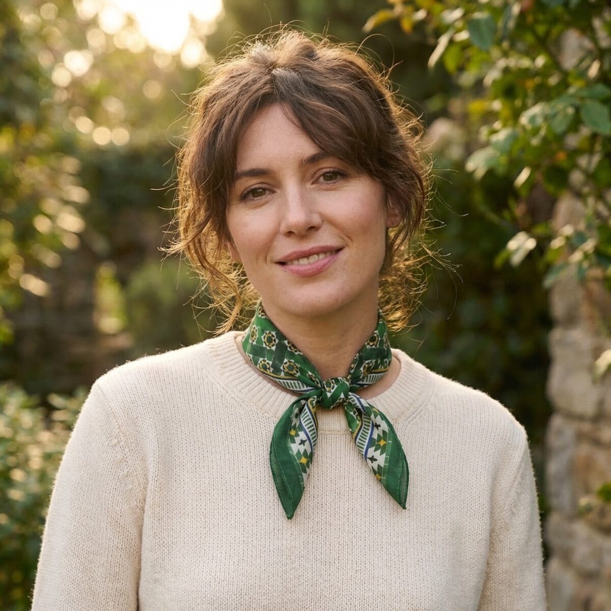 Green Square Silk Scarf Andalusí