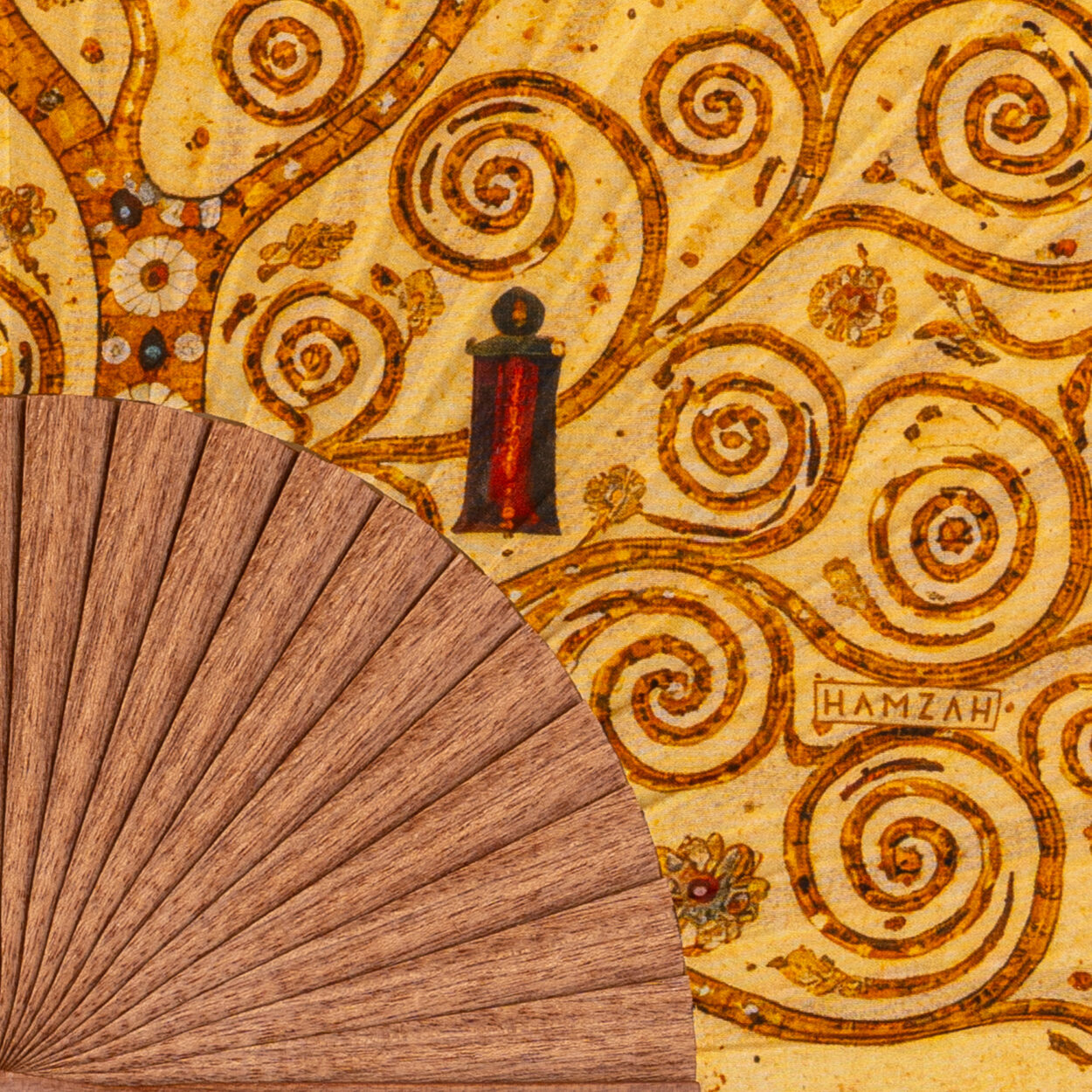 Tree of Life Silk Fan 23cm – detail 5