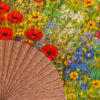Cat and Flowers Silk Fan 23cm – detail 5