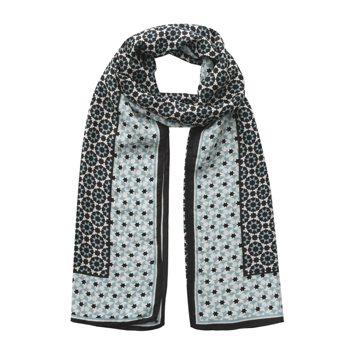 Pañuelo Modal Negro y Turquesa Mosaicos Zoraida