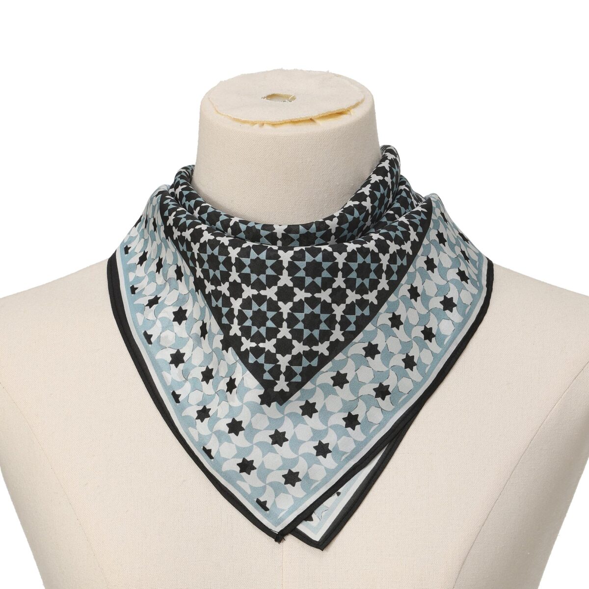 Black and Blue Square Silk Scarf Zoraida - detail 2