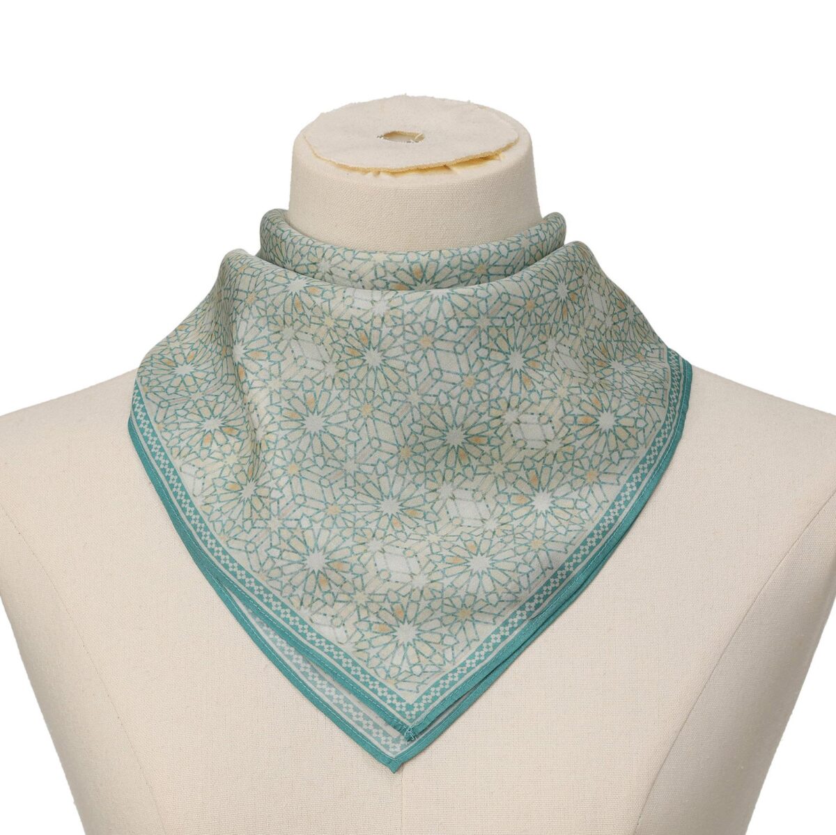 Turquoise Square Silk Scarf Lubna - detail 2