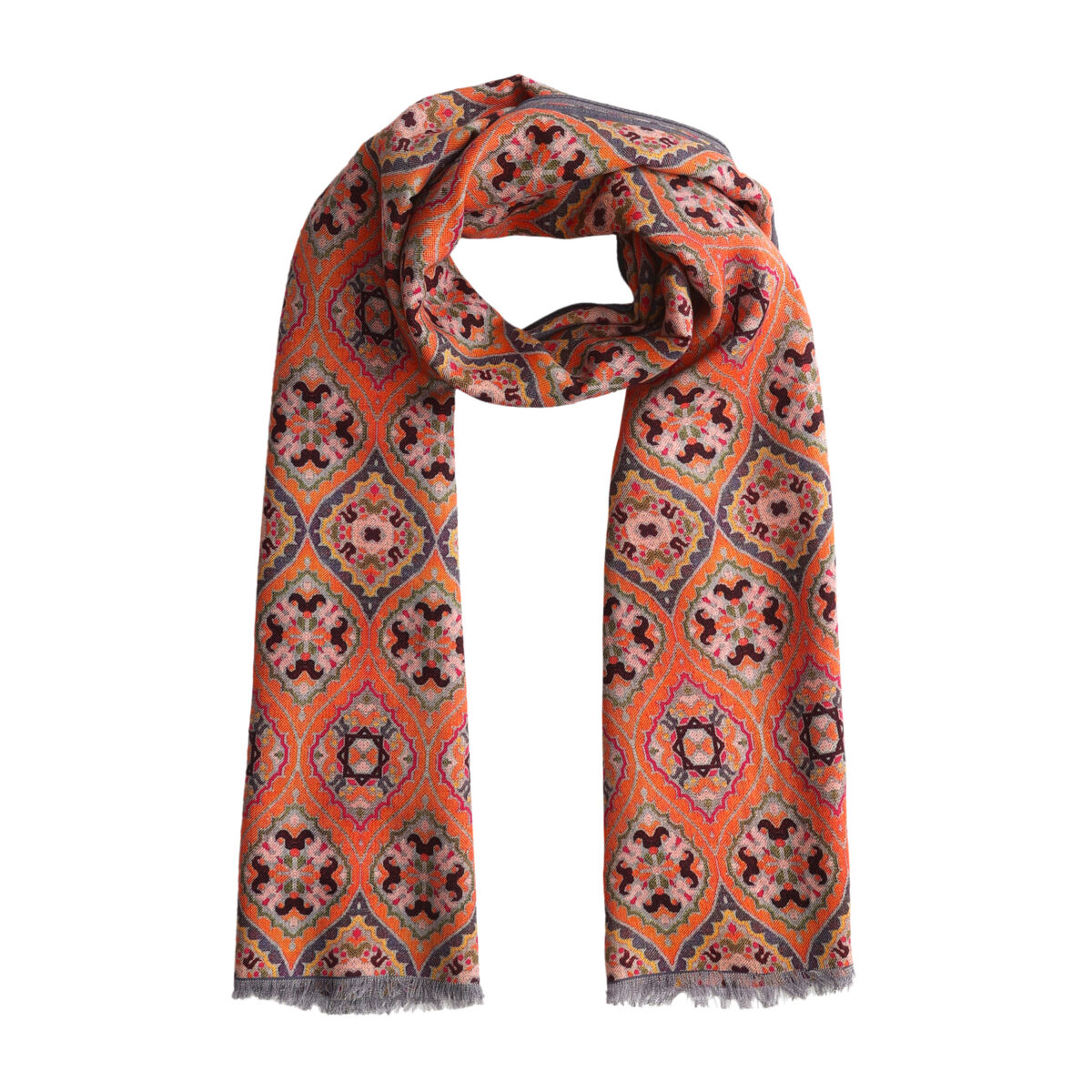 Orange Silk and Wool Scarf Nasim