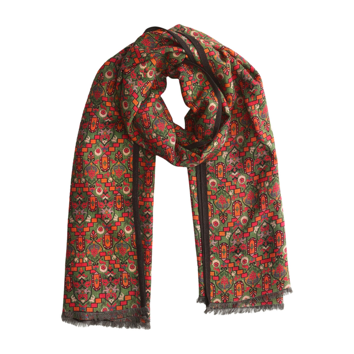 Green Silk and Wool Scarf Sarab