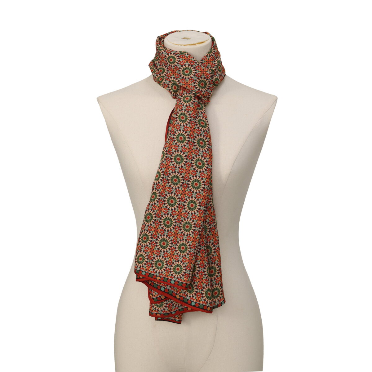 Red and Green Mosaic Modal Scarf Zubaida - detail 2