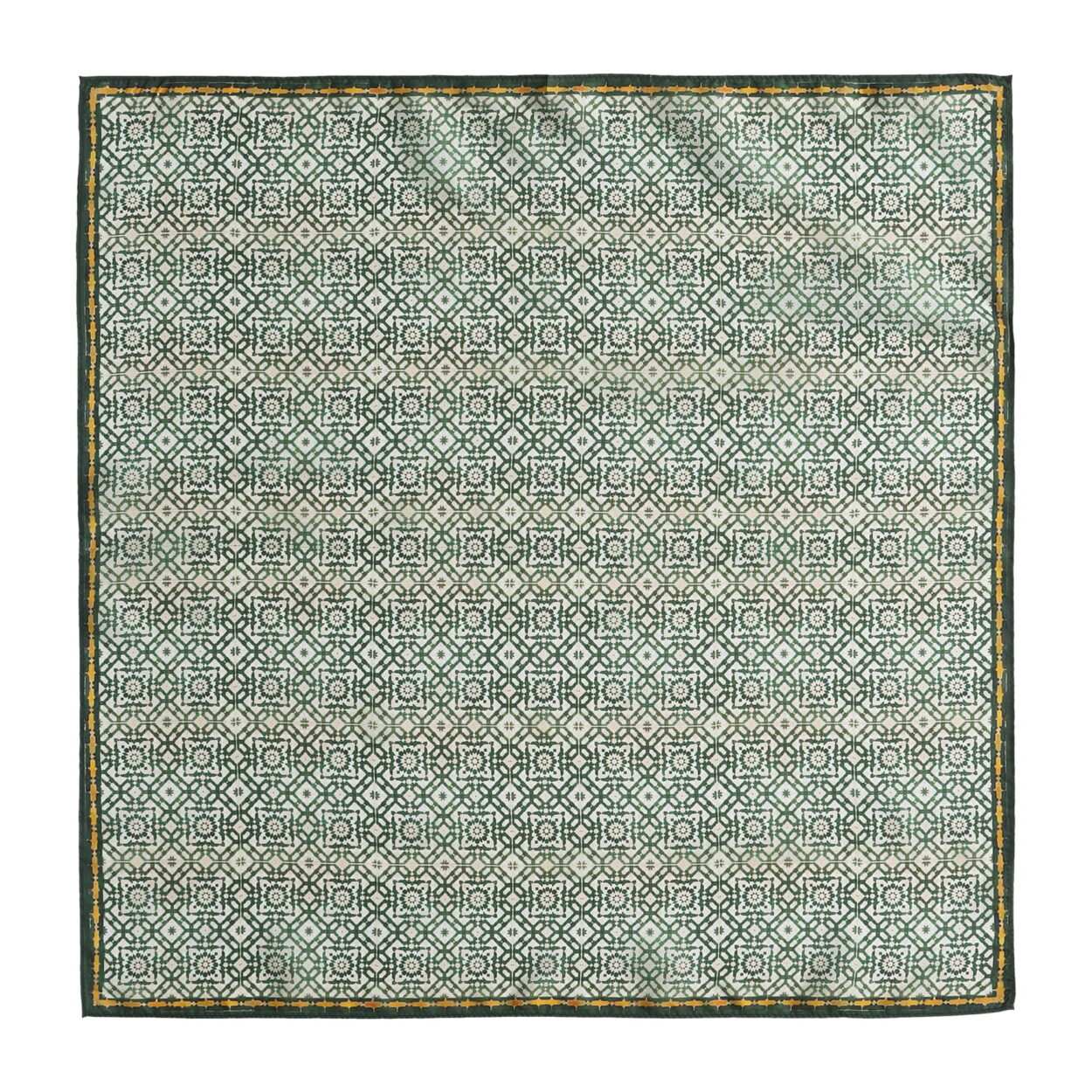Green Square Silk Scarf Azahar - detail 3