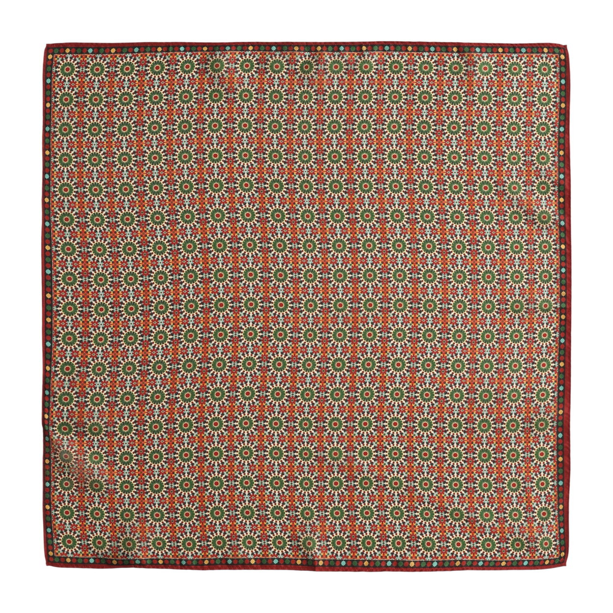 Red and Green Square Silk Scarf Zubaida - detail 3