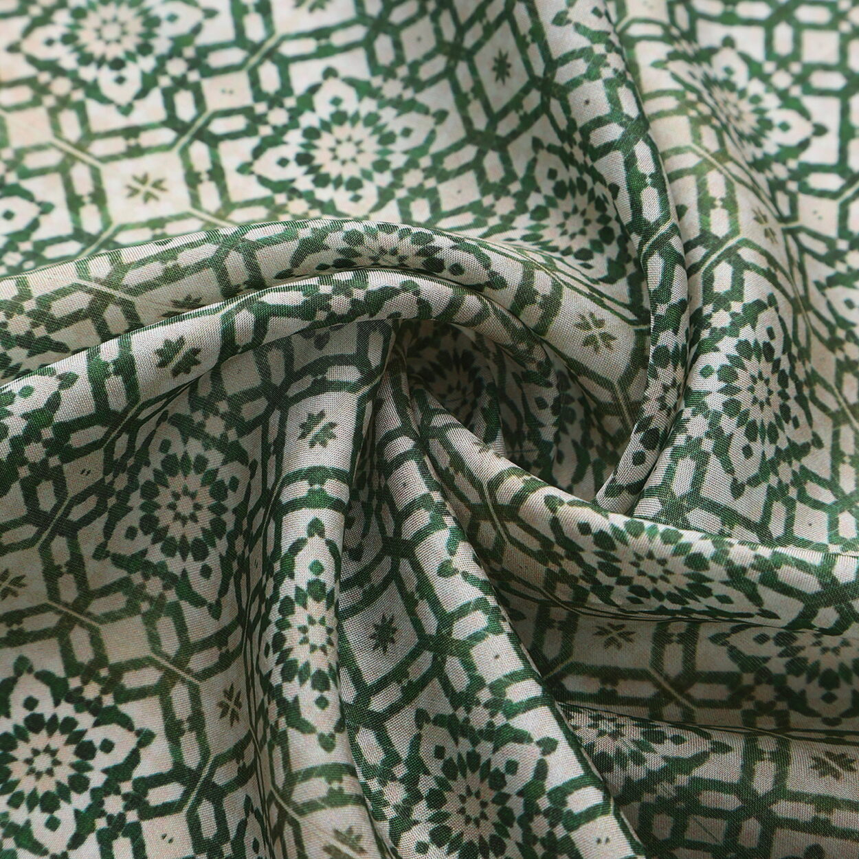 Green Square Silk Scarf Azahar - detail 4