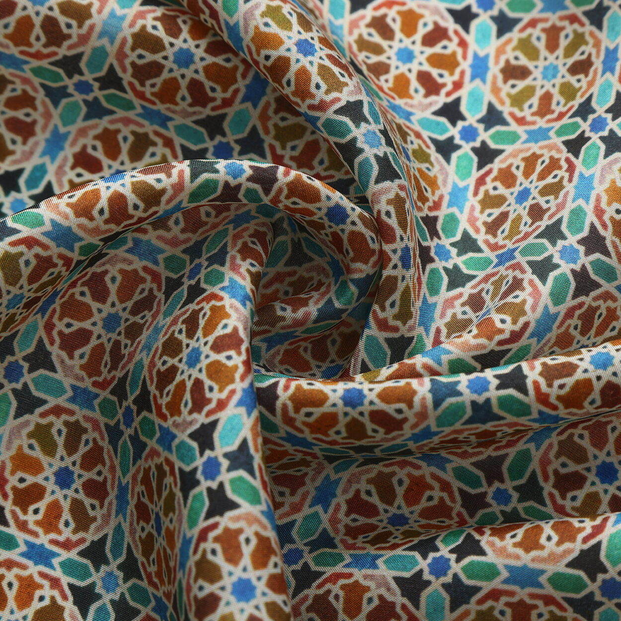 Pañuelo Cuadrado Seda Terracota Mosaicos Wallada - detalle 3