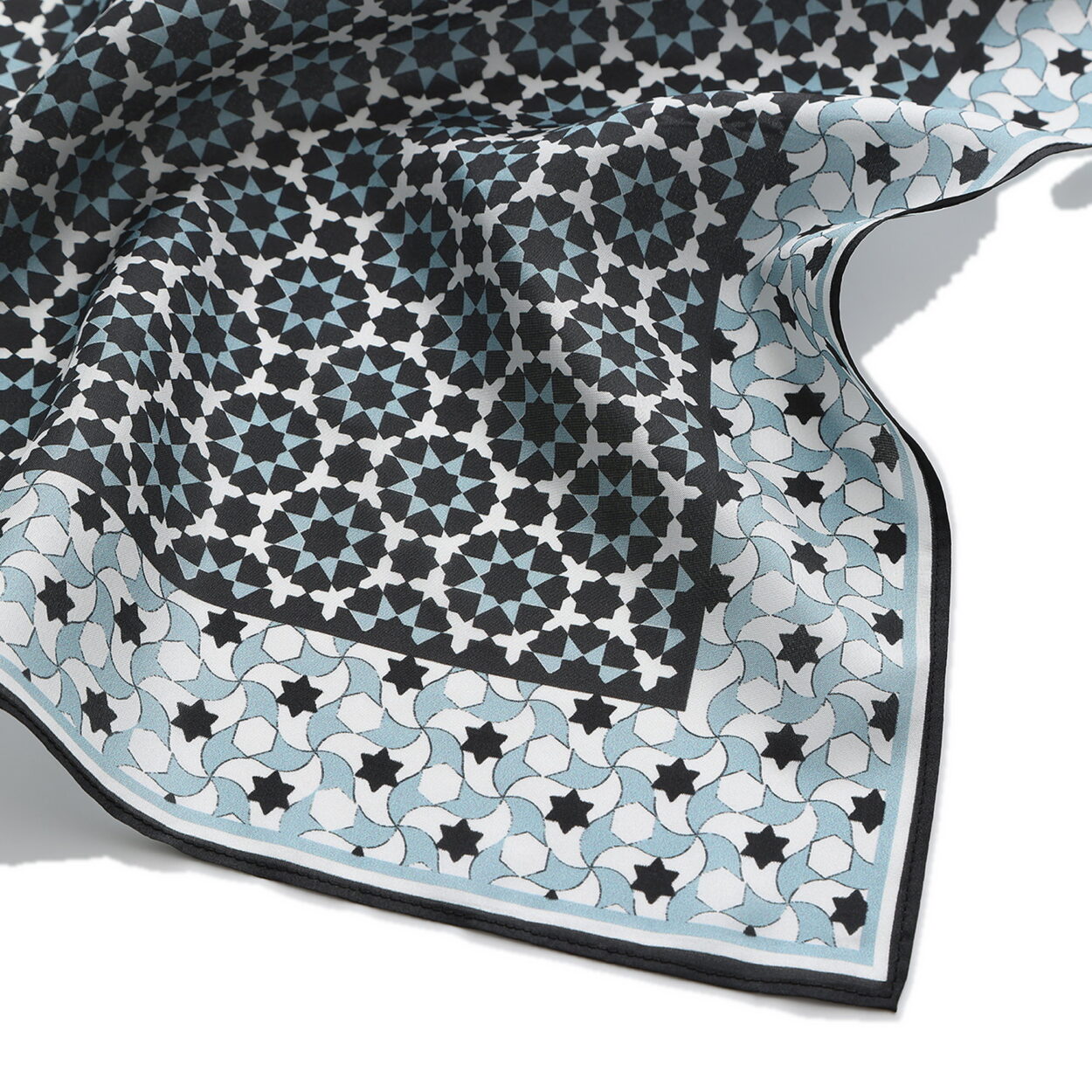 Black and Blue Square Silk Scarf Zoraida - detail 4