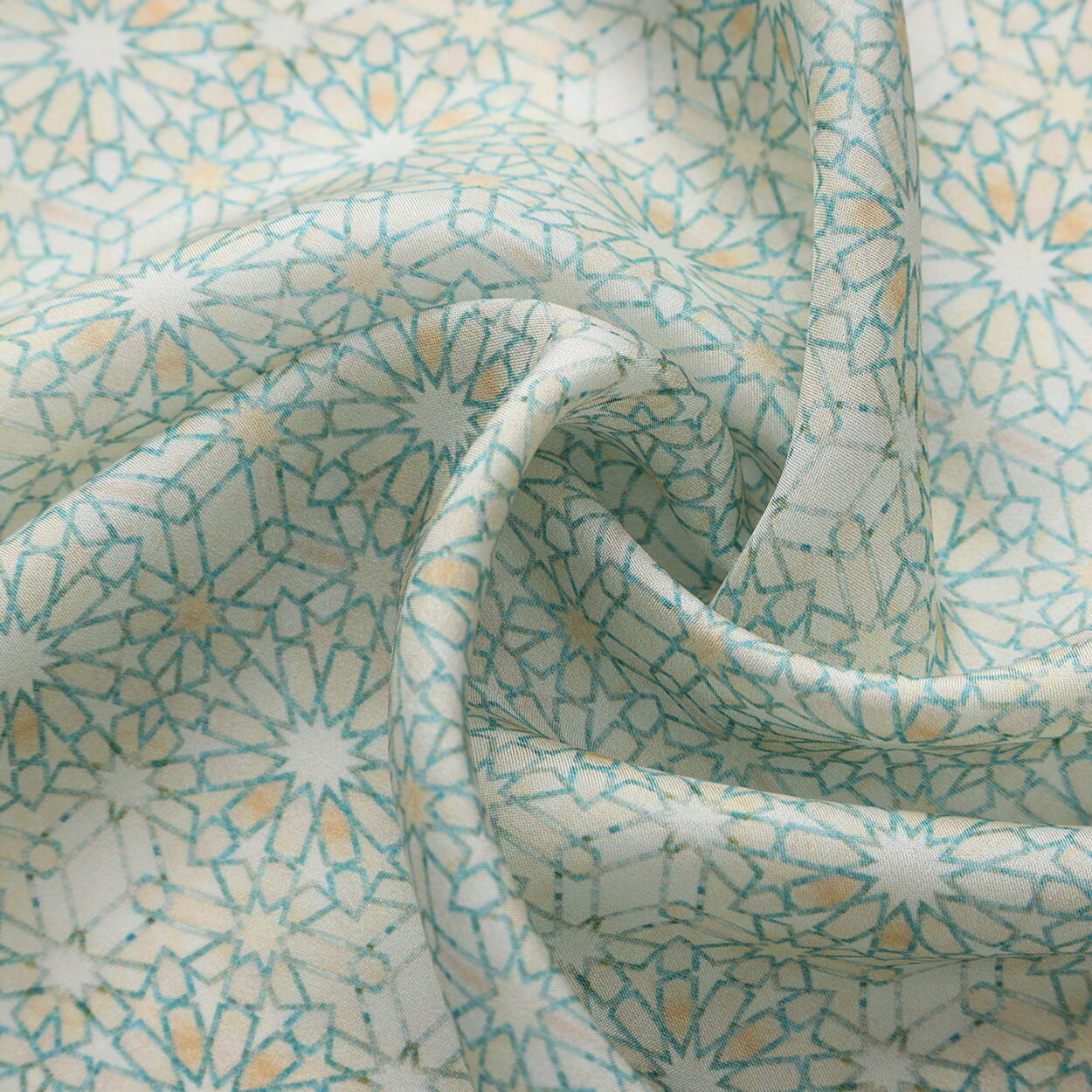 Turquoise Square Silk Scarf Lubna - detail 4