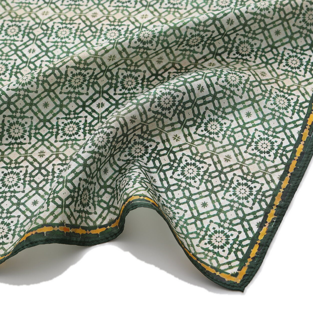 Green Square Silk Scarf Azahar - detail 5